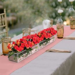 Vases Rectangular Transparent Decorative Vase Wedding Supplies 10/12/14/16 Hole Acrylic Plastic Rose Vase Wedding Table Flower Stands