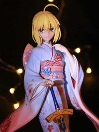 Anime Manga 25cm Fate Stay Night Saber Kimono Ver. 1/7 Scale Action Figure Saber Sexy Girl Anime Figure Saber Figurine Collectible Model Toy yq240325