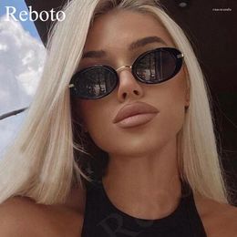 Sunglasses Small Oval Woman Vintage Elegant Black Female Unique Metal Frame Punk Shades Glasses Women Oculos 2024