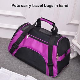 Dog Carrier Pet Bag Oxford Cloth Breathable Mesh Handbag Outdoor Tote With Handle