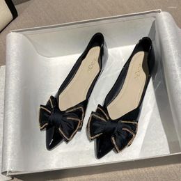 Casual Shoes Flats Summer Pointed Toe Shallow Mouth Bow Women Korean Style Boat Plus Size Girls Mary Jane