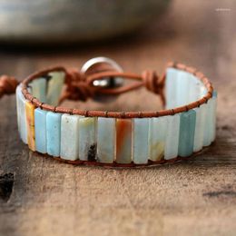Link Bracelets Bohemian Style Handmade Beaded Bracelet For Women Colorful Beautiful Natural Stone Cow-Leather Rope Woven Summer