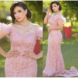 Arabic Oct Aso Ebi Pink Mermaid Bride Dresses Sweetheart Evening Prom Formal Party Birthday Celebrity Mother Of Groom Gowns Dress ZJ