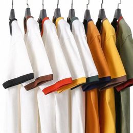 retro Summer Spring Cott Male Shirt Couple Wear Round Neck T-shirt Men's Short Sleeves K02V#