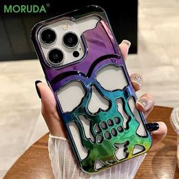 Cell Phone Cases 3D Skull Ghostface Phone Case for iPhone 14 15 ProMax 11 12 13 Pro Max Plus Fashion Hollow Heat Dissipation Plating Slim Cover H240326