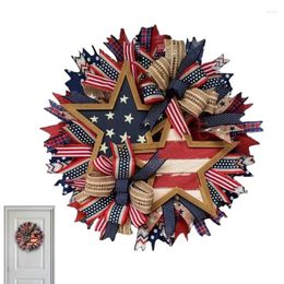 Decorative Flowers Door Hanging Garland Stars And Stripes Handcrafted Memorial Day Wreath Window Display Props Decoration Accessories