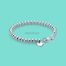 Chain Classic 925 Sterling Silver Bracelet Womens 4-6 MM Bead Chain Bracelet 13-21 CM Charm Jewelry New Year Gift Box 240325
