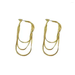 Stud Earrings Multi-Layered Chain Back-Hanging Earring For Women Slim Luxurious Niche Design Simple Fashionable Gold-Plated And Silver