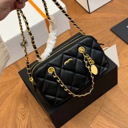 Ladies Designer Caviar Leather 2IN1 Coin Pouch Shoulder Bags Gold Metal hardware Metal Hardware Matelasse Chain Hand Crossbody Handbags Multi Pochette Purse 20CM