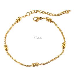 Chain Non fading stainless steel gold beaded Christian bracelet womens grille fashionable Jewellery gift wholesale direct shipping 24325