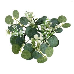 Decorative Flowers Candle Ring Decoration Greenery Garland Artificial Eucalyptus Leaves Wreath For Dining Room Wedding Festival Kitchen