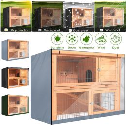 Cages 4FT Hutch Cover Large Double Layer Pet Bunny Cage Waterproof Dust Cover Outdoor Oxford Cloth Garden Patio Without Cages