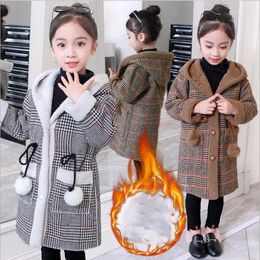 Down Coat Russia Snowsuit 2024 Winter Thicken Children's Plaid Jacket For Girls Clothes Outdoor Hooded Kids Clothing 6 8 10 12 Year