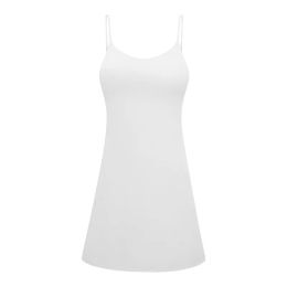 2024 Yoga Tank Top Dresses Tennis Thin Strap Dress with Chest Pads High Elastic Slim Fit Sweat-Wicking Breathable Sports Skirts for Outdoor Leisure Training Fitness