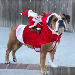 Dog Apparel Pet Christmas Costume Stereo Senior Riding Horse Clothes Deer Drop Delivery Home Garden Supplies Ot0Mt