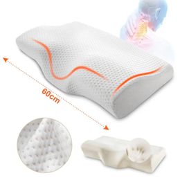 Orthopedic Memory Foam Pillow 60x35cm Slow Rebound Soft Memory Slepping Pillows Butterfly Shaped Relax The Cervical For Adult 240320