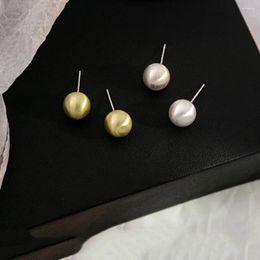 Stud Earrings Trendy Minimalist Small Round Ball Luxury Gold Plated Geometric Jewelry For Women Aretes De Mujer