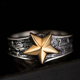 Vintage Popular Golden Star 14K White Gold Ring Men Women Couple Rings Proposal Wedding Fashion Ring Jewellery Gift Tail Ring Resizable
