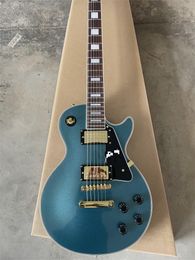 6-String Electric Guitar Rose Wood Fingerboard Gold Accessory Blue Metallic Paint