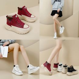 2024 High top shoes spring and autumn vintage women's shoes thick soled small white shoes leisure sports board shoes GAI