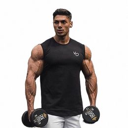mens Bodybuilding Tank Tops Sports Sleevel Shirt Guys Vest Fitn Sportswear Tops Tees Cott Male Gym Singlets Clothing v744#