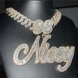 Custom Pass Diamond Tester Hip Hop Vvs Charm Necklace Iced Out Sier Letter Name Moissanite Pendant