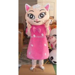 Mascot Costumes Halloween Christmas Lovely Pink Cat Mascotte Cartoon Plush Fancy Dress Mascot Costume