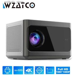 Other Projector Accessories WZATCO A9 Automatic Focus Full HD 1080P Portable Android 32GB 5G Intelligent LED 9000 lumens LCD High Q240322