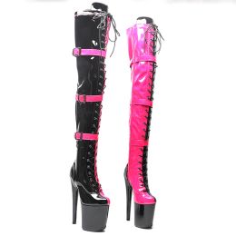 shoes Leecabe 20CM/8inches Patent PU two Colour mix upper Pole dance shoes High Heels Pole Dance boot