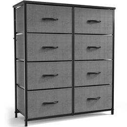 SMUG Bedroom, Tall Dresser 8 Drawers, Storage Tower with Fabric Bins, Double Dresser, Wooden Top, Chest of Drawers for Closet, Living Hallway, Children's