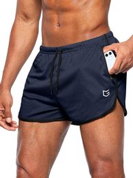 Men's Shorts G graduate mens 3-inch running gym shorts with sports lining and 2 zipper pockets for quick drying J240325