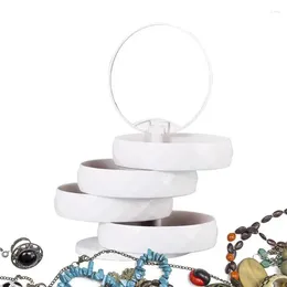 Storage Boxes Rotating Jewelry Case 4-Layer Small With Mirror Organizer For Women Bracelets Rings