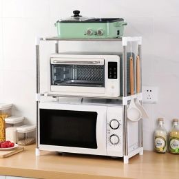 Racks 1 set Adjustable Stainless Steel Microwave Oven Shelf Detachable Rack for Kitchen and Bathroom Storage