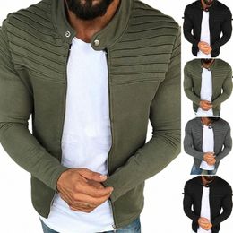 2024 Autumn Winter Men Fleece Bomber Jacket Coat Male Veet Zipper Coat Lg Sleeve Outwear Plus Size Casual Clothes 26QC#