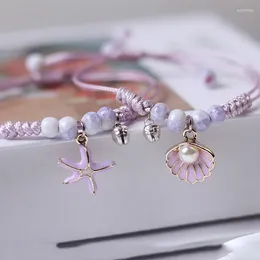 Link Bracelets Creative Handmade Starfish Shells Pearl Pendant Adjust Bracelet Anklet Friendship For Woman Luxury Jewellery 2024