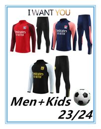 2023 2024 Newest Lyons Adult S-XXL Kids 10-18 Half Pull Soccer Tracksuit 23 24 Lyonnais L.PAQUETA OL AOUAR Soccer Training Wear Jogging Sweatshirt Set