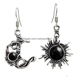 Charm Fashion Bohemia Sun And Moon Earrings Sier Color Round Crystal Drop Women Female Boho Jewelry Gift For Her 231012 Delivery Dh6Vo