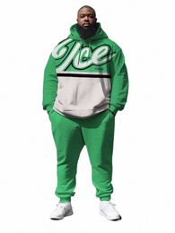 Zooy L-9xl Erkekler Artı Boyut Persal Hip Hop Sokağı Cosple Cosplay Street Street Graffiti Hoodie Sweetpants Set D3YB#