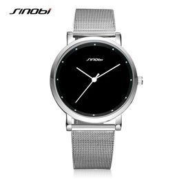 SINOBI Men Wrist Watches Fashion Simple Male Geneva Quartz Clock Stainless Steel Casual Watch Black Montres Hommes Drop 220n