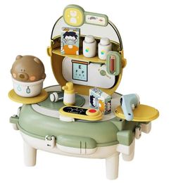 Kitchen Play Toys Space Bear Backpack Design Little Girls Makeup Set Transformable Toy Doctor Kit Children For Boys 240321