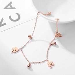 classic new van clover bracelet designer 18k clover bell titanium steel anklet womens lucky straw adjustable colourless anklet jewellery