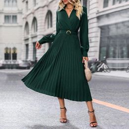 Casual Dresses Summer Pleated Women Ruffles Boho Blue Print Lace Up Dress Loose High Waist Streetwear Elegant Sexy Vestidos