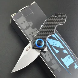 High Quality Small 0022 Folding Knife CPM-20CV Blade Carbon Fibre + Stainless Steel Handle Outdoor Camping Ball Bearing Flipper Pocket Folding Knives