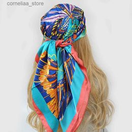 Bandanas Durag Bandanas Durag New Spring Women Scarf Quality Shawl Silk Fashion Scarf Headscarf Beach Sunscreen Bag Headscarf scarf 90cm*90cm Y240325