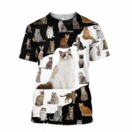 fi Fun Cool Animal Cat graphic t shirts Summer Casual Hip Hop harajuku streetwear Persality Printed O-neck Short Sleeve g4ly#