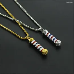 Pendant Necklaces Creative Retro Fashion Rotating Light Barbers Pole Jewelry Necklace Chain