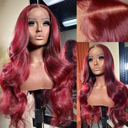 99J Burgundy Body Wave Wig 13x4 Lace Front Wig 13x6 Hd Lace Frontal Wig Human Hair Pre Plucked 99j Red Colored Wig for Woman