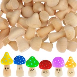 Crafts 48Pcs Cute Shapes Unfinished Wooden Mushrooms Perfect for Art Project Crafting and Fairy Themed Spring Summer Decor Cute Smooth