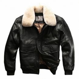 free Ship Cheap High Quality Pilot Coat Cott Clothes Men's Wool Collar Leisure Plus Size Sheepskin Genuine Leather Jackets r27n#