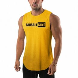 men's Bodybuilding TankTop Summer New Tide Youth Fitn Sleevel T-shirt Mesh Undershirt Persality Muscle Vest Gym Clothes w40j#